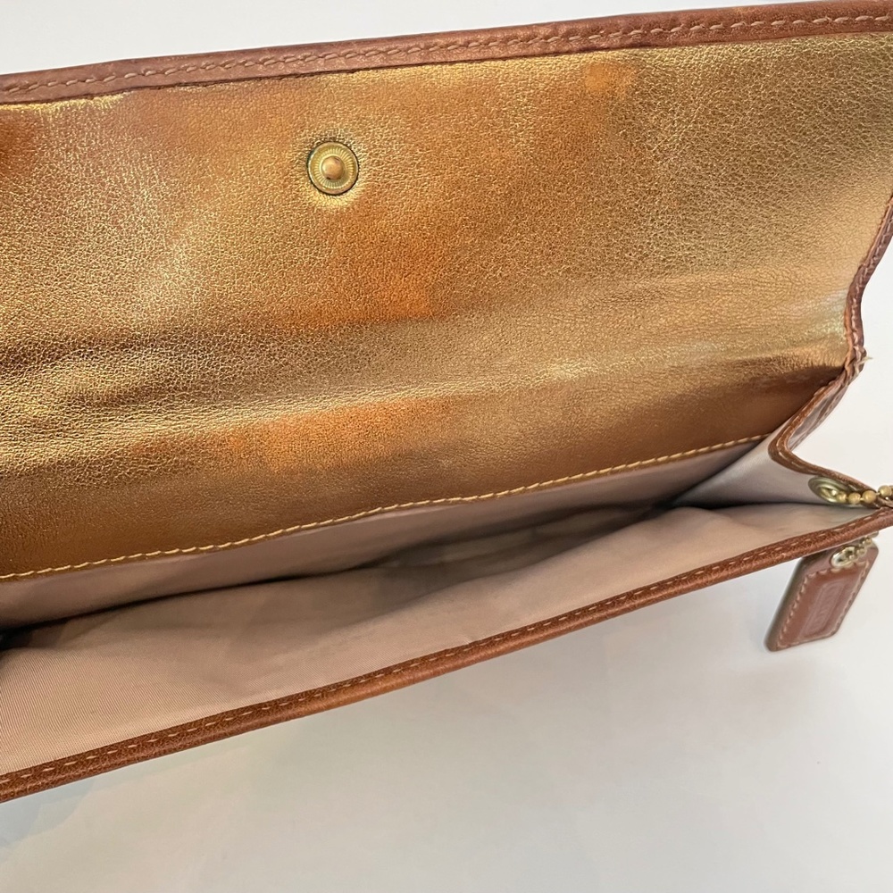 Coach Patchwork Gold Canvas/Leather Logo Turnlock Long Wallet - Picture 7 of 15